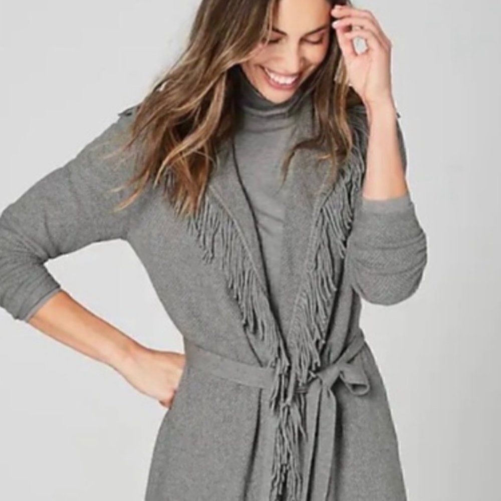 9. J.Jill Fringe Belted Oversized Knit Cardigan Size S